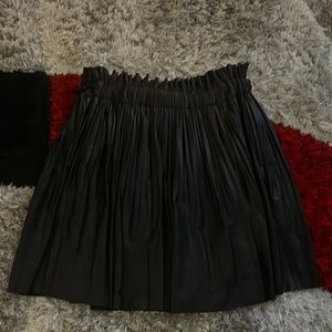 Zara black leather mini skirt with accordion pleats